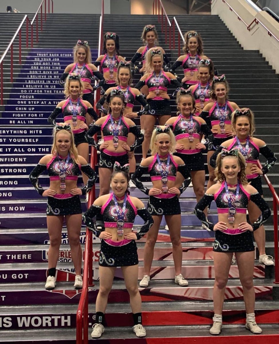 CheerActionMw's tweet image. Special shoutout to Cheer Xpress “Lady X”💗 and Icon Cheer “Envy”🖤 on their Top 10 finish in Extra Small Senior- the largest Worlds division at NCA📣
This is an amazing, hard accomplishment! Great job!
💙❤️