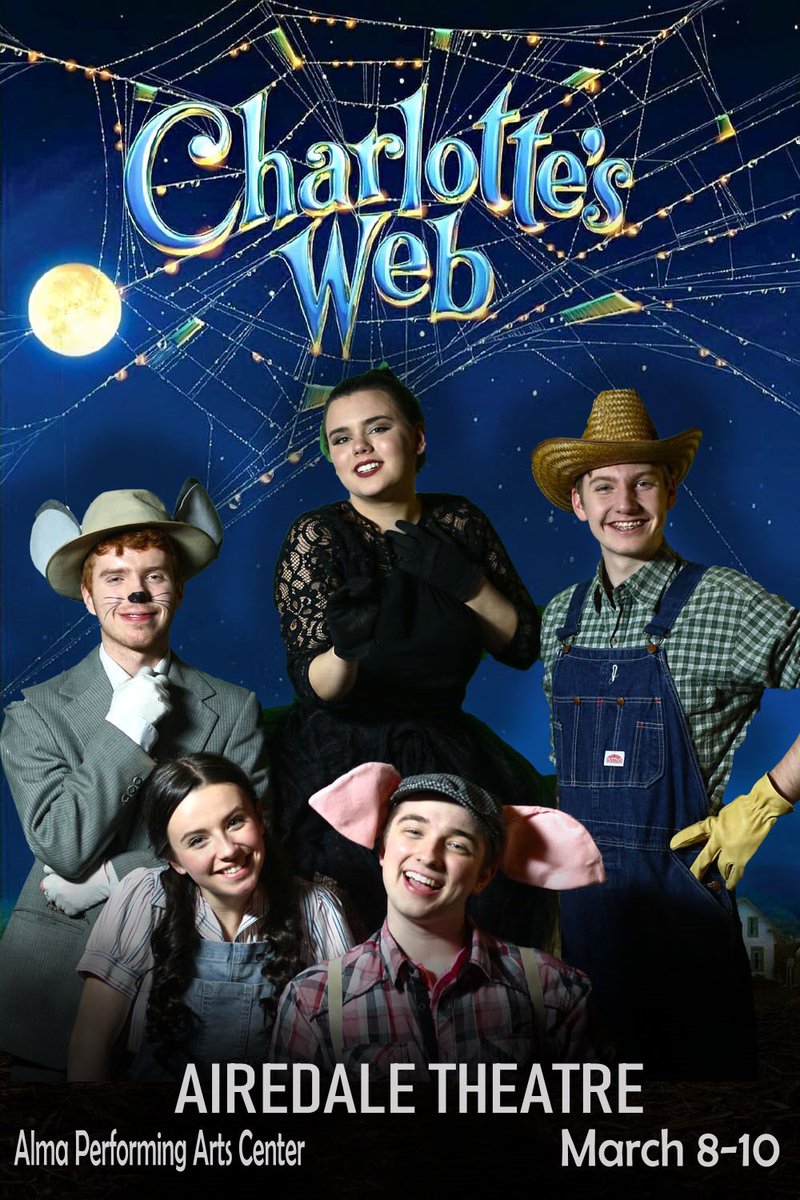 Alma_AHStheatre's tweet photo. Charlotte’s Web will be at the Alma PAC this weekend! #almapac #airedaletheatre https://t.co/Fljmk7nzTe