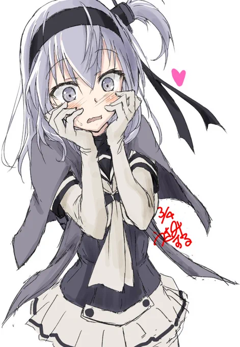 #艦これ版深夜の真剣お絵描き60分一本勝負 
#艦これ版真剣お絵描き60分一本勝負_20190304 
#涼月
涼月「!・・・」
涼月「//////」 