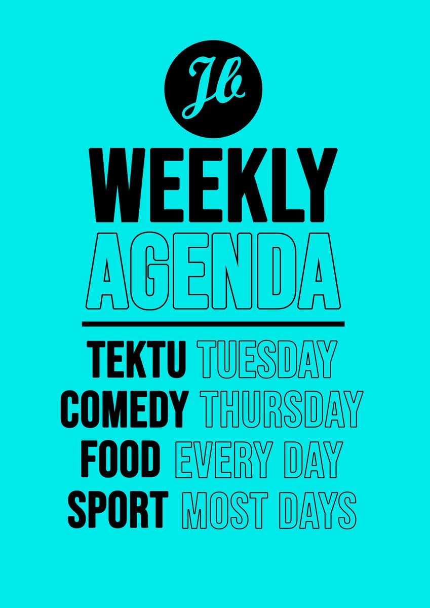 Every week at JB’s! <a href="/TektuMCR/">Tektu MCR</a> #ComicsAnonymous <a href="/Tuesday_Tony/">Tuesday Tony</a> <a href="/BigGrillieStyle/">BigGrillieStyle</a>, sport on both <a href="/SkySports/">Sky Sports</a> &amp; <a href="/btsport/">TNT Sports</a>