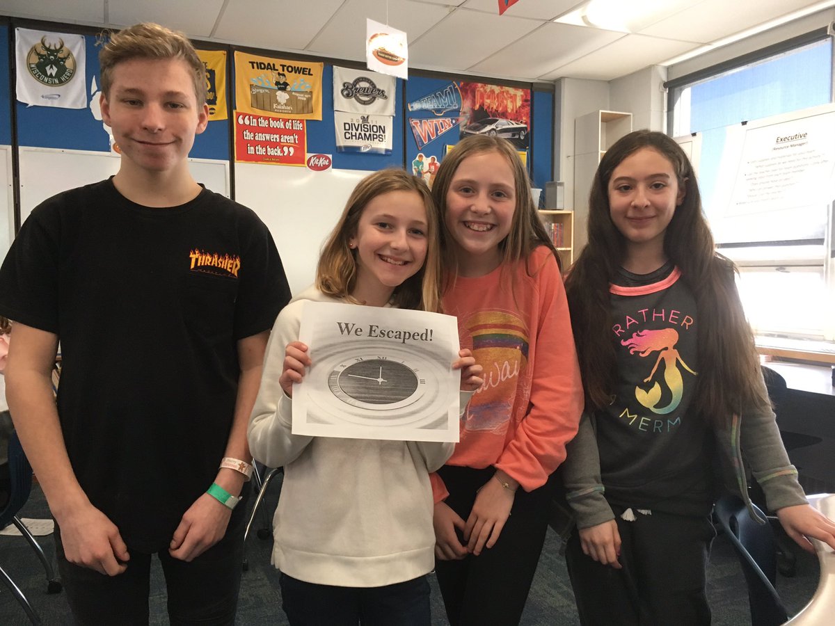 BrianKimmel6's tweet photo. STEM Challenge number 10 was a success! Students had to solve a series of clues related to Washington D.C. and the White House using order of operations. Two teams successfully unlocked their Breakout EDU box. #STEM #Mathisfun @WhitmanTosa @tosaschools @breakoutEDU https://t.co/GqlBPDIJQl