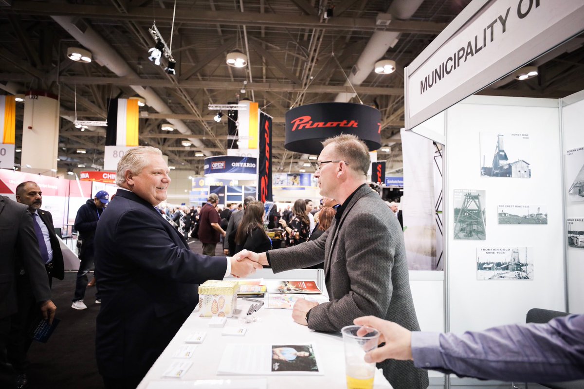 fordnation's tweet photo. Happy to open the Ontario Pavilion for #PDAC2019 with @JYakabuskiMPP, @GregRickford and @RossRomanoSSM! We’re welcoming exhibitors, investors and attendees from around world and letting them know that Ontario’s mining sector is open for business and open for jobs! https://t.co/1W8xAhiNEX