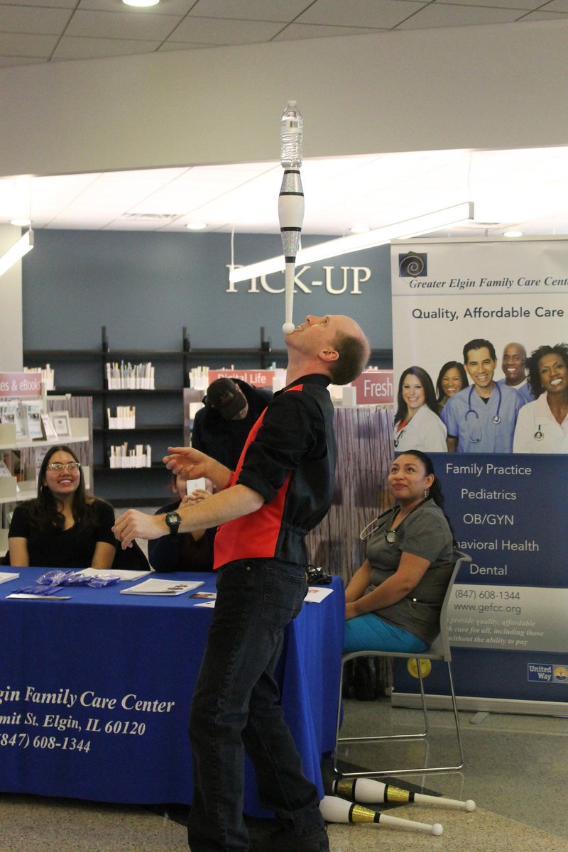 GreaterFamHlth_'s tweet photo. Our staff got to enjoy some juggling at this weekend's #MarchIntoHealth Kick-off event! If you missed the event, don't be sad! There's still a whole month left full of great programs and activities.
Follow @ActivateElgin1 for info on upcoming programs!
π· @gailbrdnlibrary https://t.co/0Wa5z99HTH