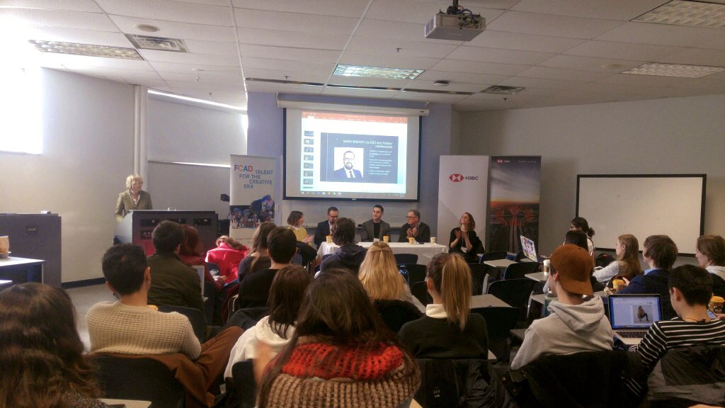 thecreativeschl's tweet photo. A huge thank you to HSBC Bank Canada for 10 years of support for Image Arts students! Today's HSBC Industry Day was a huge success featuring a panel discussion with visiting producers, a networking lunch and 1:1 speed meetings ! #CreativeEra #FCADTalent https://t.co/5S46krWb6w