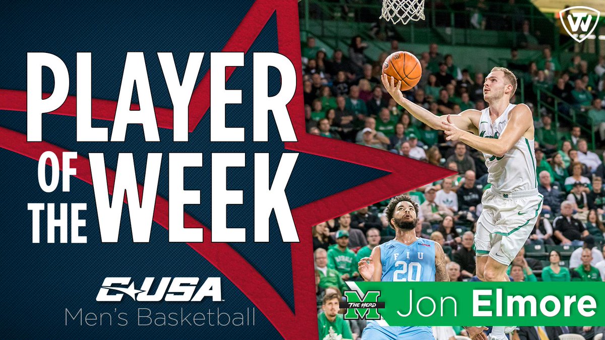 📢: Congratulations to @HerdMBBs Jon Elmore, #CUSAMBB Player of the Week presented by @towbrand! 🏀 🏅1️⃣ | #TheCUSAWay