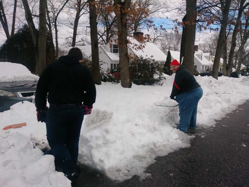 Firebombjr's tweet photo. The Bombardier's were in action today. We completed 6 houses today. That was some heavy snow. #communitymatters #lovethesekids https://t.co/OerxeolmEB