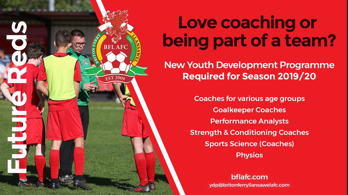 Any coaches out there that are interested in applying for a coaching position with our Youth Development Programme please email your coaching C.V. (inc. coaching experience, coaching quals, academic quals, and any further relevant information) to - ydp@britonferryllansawelafc.com