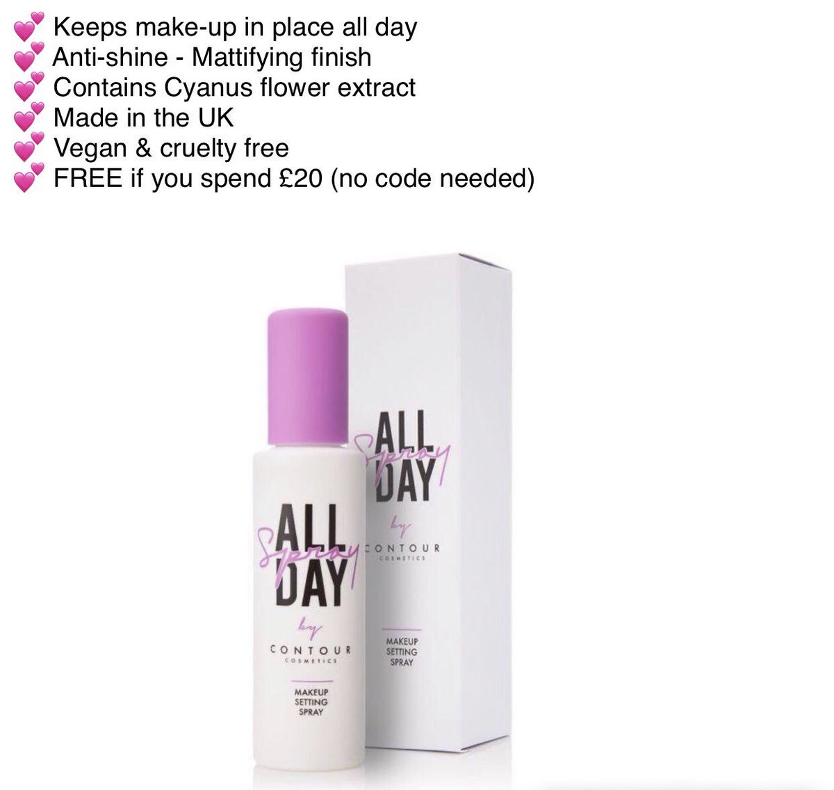 FREE All Day Spray with every order over £20.00 💕 Plus save 20% on EVERYTHING online with code: 20OFF 💕 *All orders over £20.00 will automatically receive this product free-you don't need do anything at checkout to receive this offer other than have an order value of over £20💕