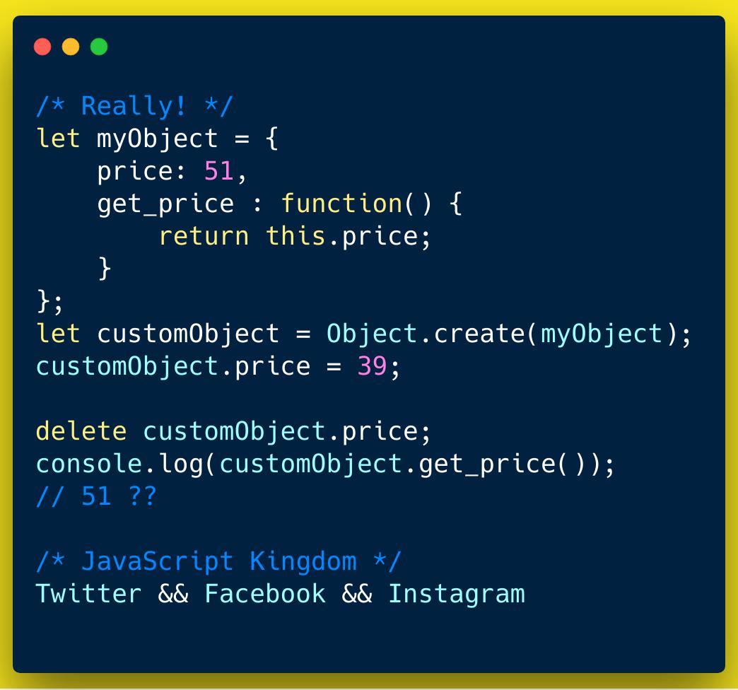 javascriptking's tweet photo. delete can delete but ?
#javascript #javascriptdeveloper #javascriptkingdom #js #reactjs #reactnative #vuejs #angular #angularjs #nodejs #nodejsdeveloper #web #webdeveloper #typescript #engineering #browser #javascriptforbabies https://t.co/Ru9SsJaoXm