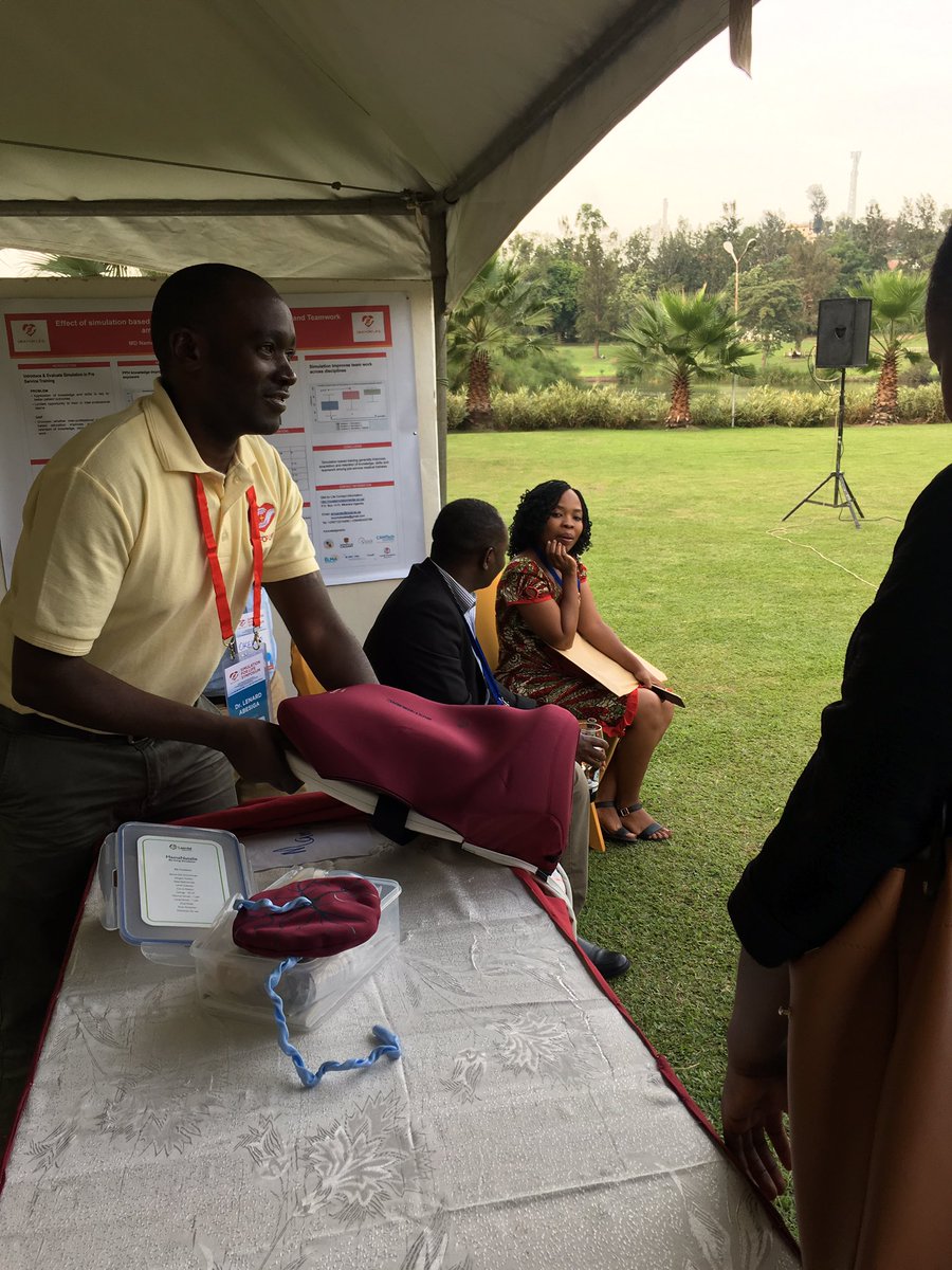 Sim_ForLife's tweet photo. The @Sim_ForLife team showcasing the simulation equipment at the #simforlifesymposium #preemienatalie #mamabreast #neonatalie #mamabirthie @LaerdalGH @CamtechUganda @GCDSavingLives @IDRC_CRDI @ELMAPhilanthro https://t.co/QZRY7yhufn