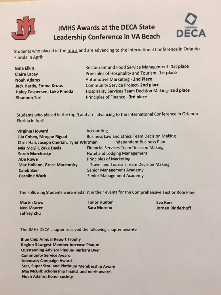 Congrats to our DECA scholars!!!