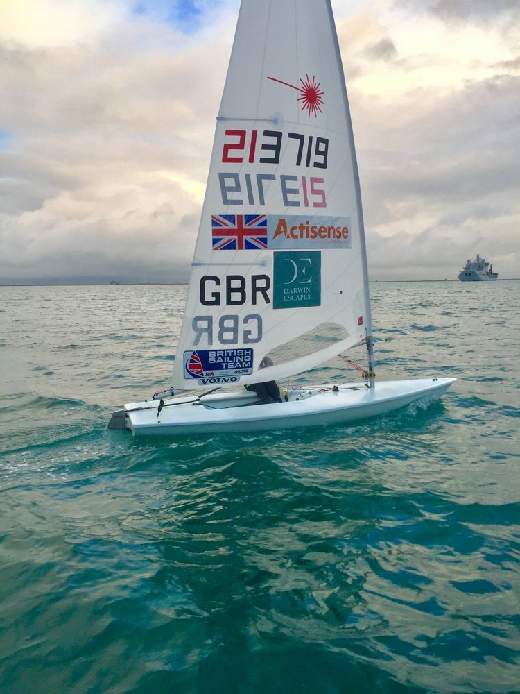 Actisense's tweet photo. Look at that sail! Weโre honoured to be supporting the #OlympicLaserSailing Campaign of #TeamGBโs @samwhaleygbr. A lad local to us โ weโre following him closely. Hereโs one of his most recent photos. Can you spot the #Actisense logo!? ๐ https://t.co/8WTwVSWIxa
