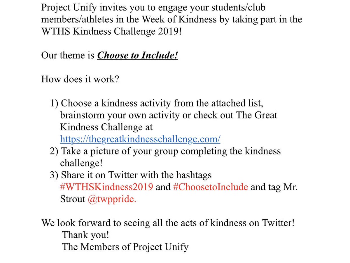 WTProUnify's tweet photo. https://t.co/jFp8KOMBmh
#choosetoinclude #unifiedgeneration #inclusionrevolution #projectunifywt #WTHSKindness2019 @twppride https://t.co/0McpH7bBcE