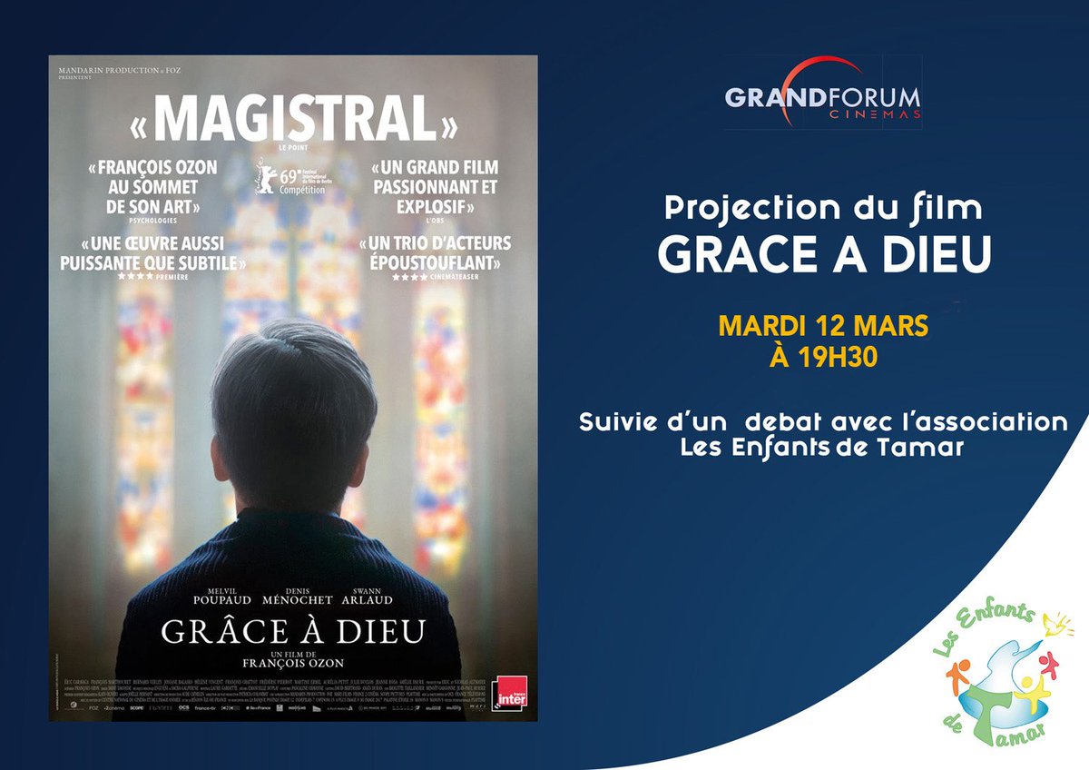 TamarLes's tweet image. [CINÉ DÉBAT]

🎥 projection du film &quot;GRÂCE À DIEU&quot; suivie d&apos;un débat sur le thème de la pédophilie. 

📍Rendez-vous au cinéma &quot;grand forum de Louviers, le Mardi 12 Mars à 19:30 

#parolelibérée #lesenfantsdeTamar #grâceadieu #inceste #pédophilie #cinédébat #débat #parole