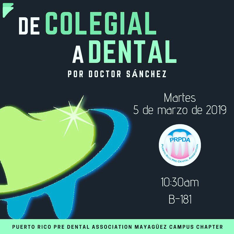 prpdaRUM's tweet photo. Mañana conoceremos a un sobreviviente profesional de la trayectoria 💪🏼💚
#PRPDA #UPRM #DentalSquad802 https://t.co/lIUCKEgVCi