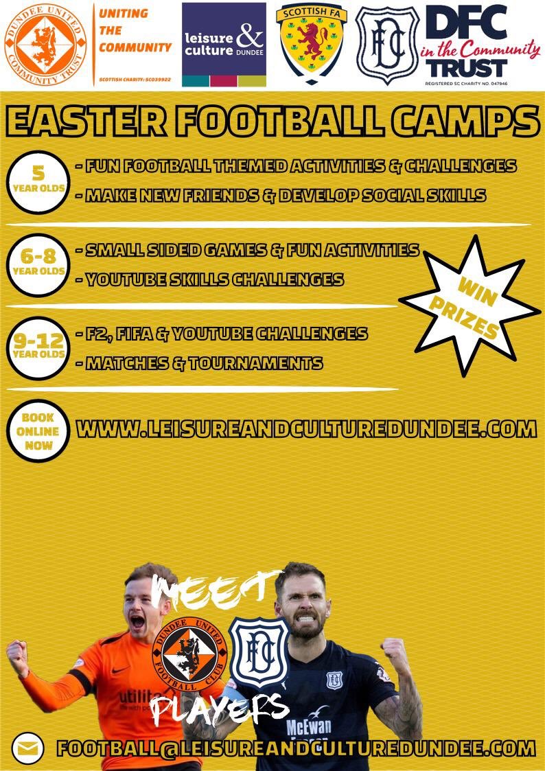 Easter Holiday Programme - we are excited to announce our 2 week Easter Holiday programme ⚽️ age specific activity for all ages. Come along and give it a try. leisureandculturedundee.com