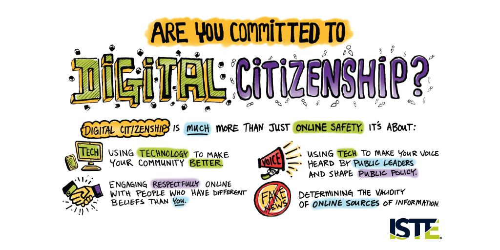 ISTE_ASCD's tweet photo. What is the one thing you'll commit to this year to highlight #DigitalCitizenship in your school community? #DigCitCommit #SXSWEDU @rec54 https://t.co/3URyqdSfPj