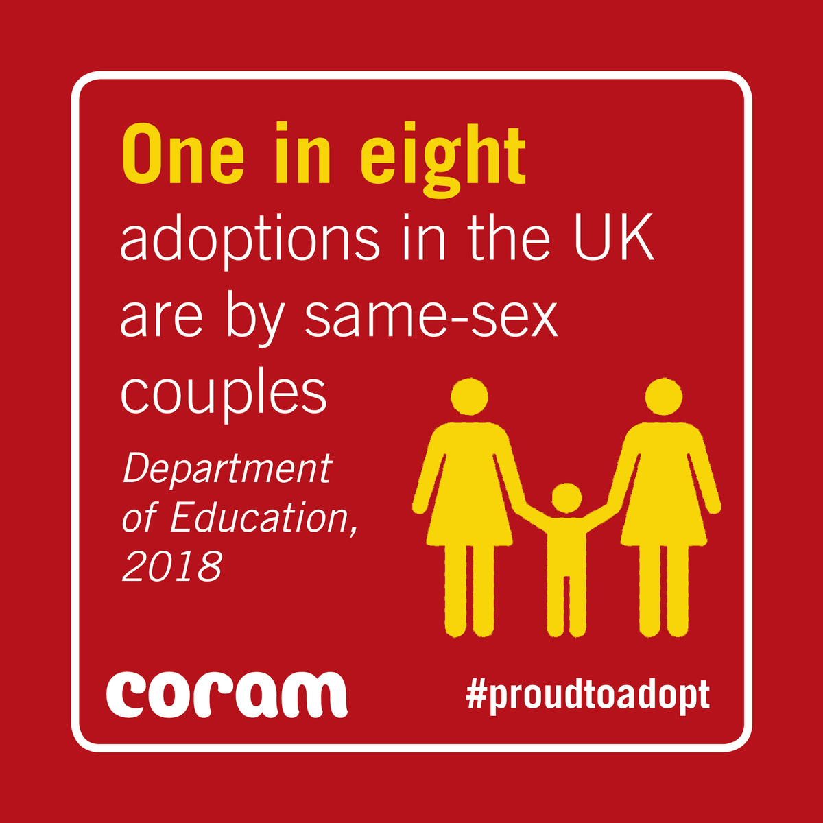 Same sex couples have had the legal right to adopt since 2005. Find out more about adoption through Coram Cambridgeshire Adoption by coming along to our LGBT Information Event 7th March coramadoption.org.uk//node/1348