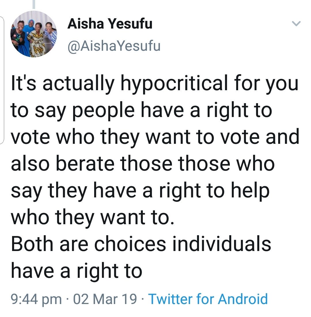 AishaYesufu's tweet photo. @Adeola0503 @obyezeks This is just for you and your fellow sycophants and if the President gets sworn in on May 29th 2019 you would have to deal with the pain of #NextLevelDemands
Girdle up😋😚😚😚☺🙂🤗🤗
https://t.co/ehkTsNXtEG https://t.co/YmCXnRXvx3