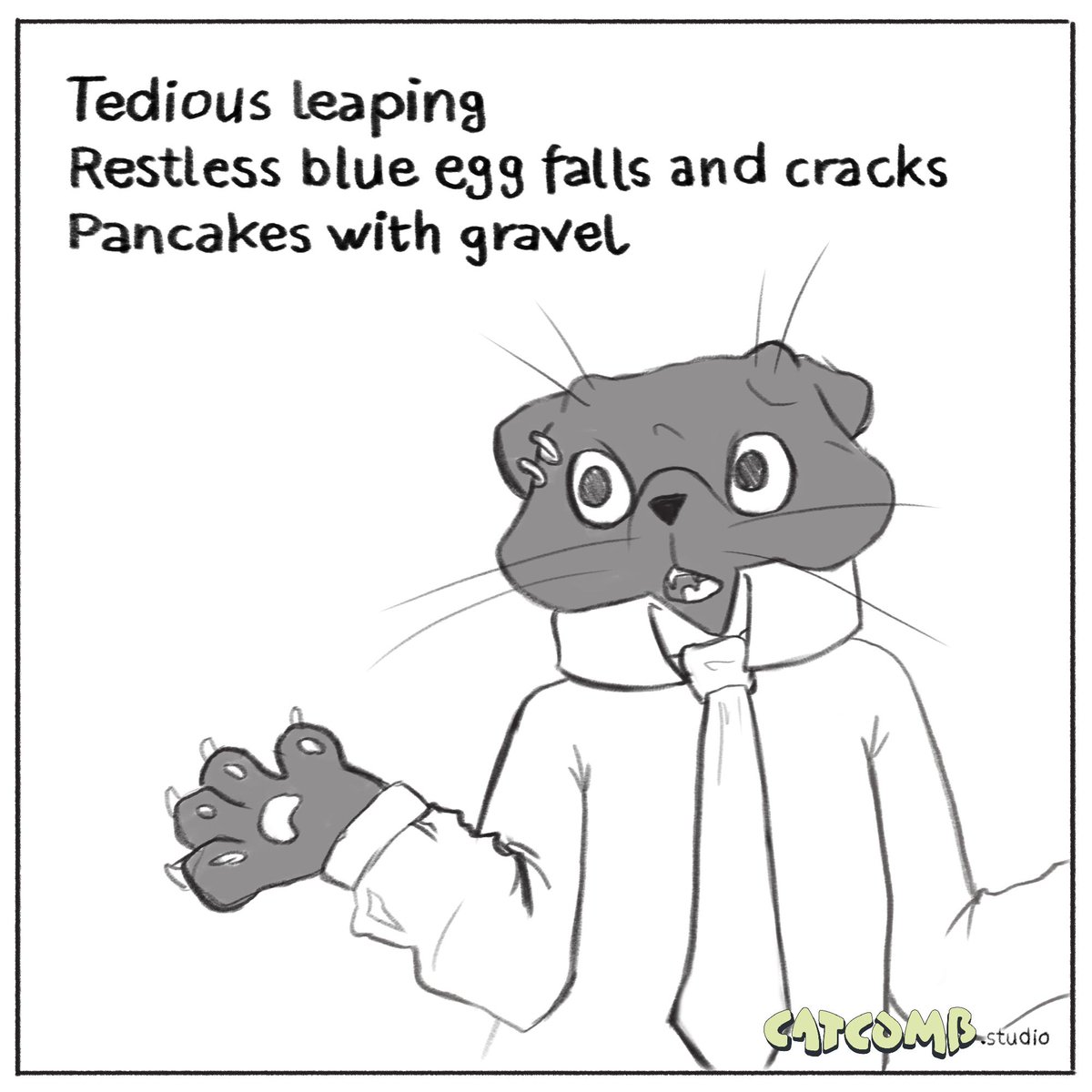 CatcombStudio's tweet photo. We're getting ready for Pancake Day tomorrow!
#catcomb #catcombstudio #gamedev #sketch #drawing #pencil #artist #art #oc #characterdesign #comic #cartoon #kittycat #kitten #humour #ocart #procreate #doodle #visualnovel #motivationmonday #haiku #ihatemondays #pancake #PancakeDay https://t.co/gecz5Cb1AH
