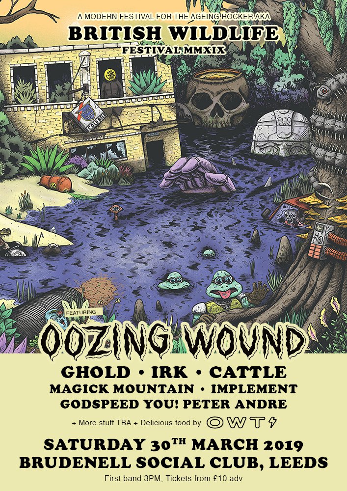 Leeds! <a href="/OozingWound/">Oozing Wound</a> rage on with <a href="/gholdband/">GHOLD</a>, hitting Brudenell Social Club for the absolutely huge British Wildlife Festival tonight!

3PM // £10
Info: bit.ly/2TxFiva