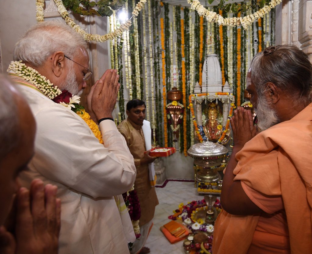 narendramodi's tweet photo. On the auspicious occasion of Mahashivratri, prayed at the Dholeshwar Mahadev Temple in Gandhinagar. 

Har Har Mahadev! https://t.co/OcgydqGKQQ