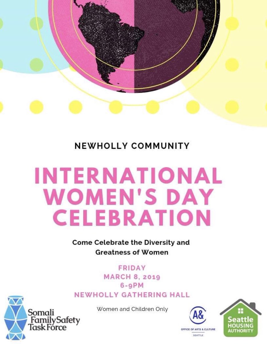 FamilySomali's tweet photo. Just a REMINDER that the International Women’s Day Celebration will be THIS Friday from 6-9pm! Come join us again in celebrating International Women’s Day. There will be food and entertainment as well as an opportunity to build bridges and celebrate diversity! https://t.co/i1awvbGyOV