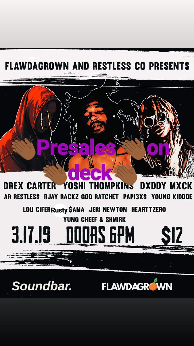 xRUSTYBLADEx's tweet photo. Come out to soundbar in orlando and get ya shoulders popping
Presales on deck
#Rustysama #uglyniggaseason https://t.co/NBui5ikmkq