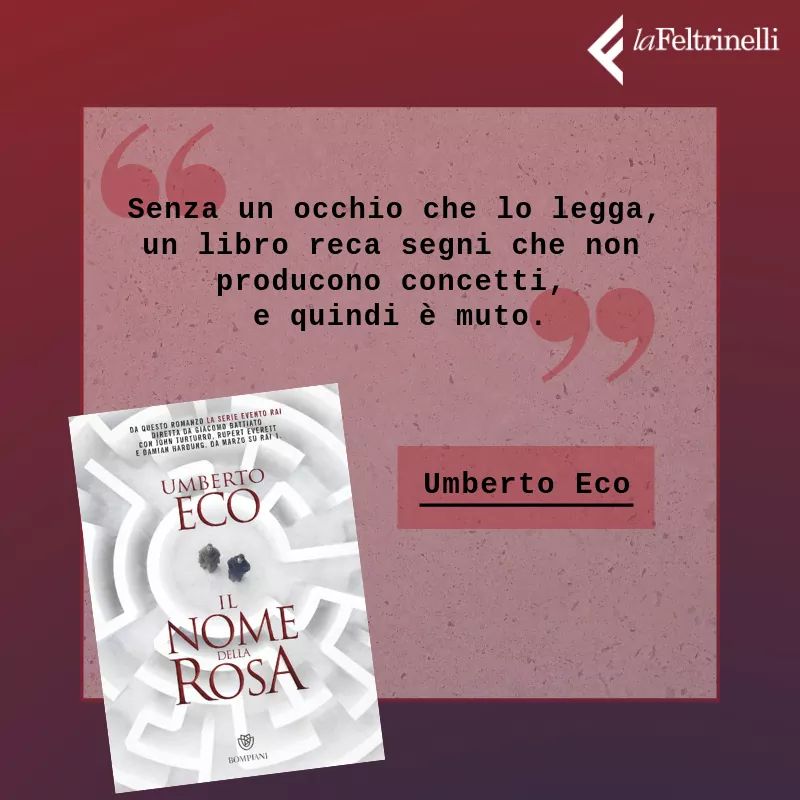 laFpointSv's tweet photo. Questa sera su @RaiUno "Il nome della rosa" di #UmbertoEco #IlNomeDellaRosa @libribompiani https://t.co/ROFSgde41w