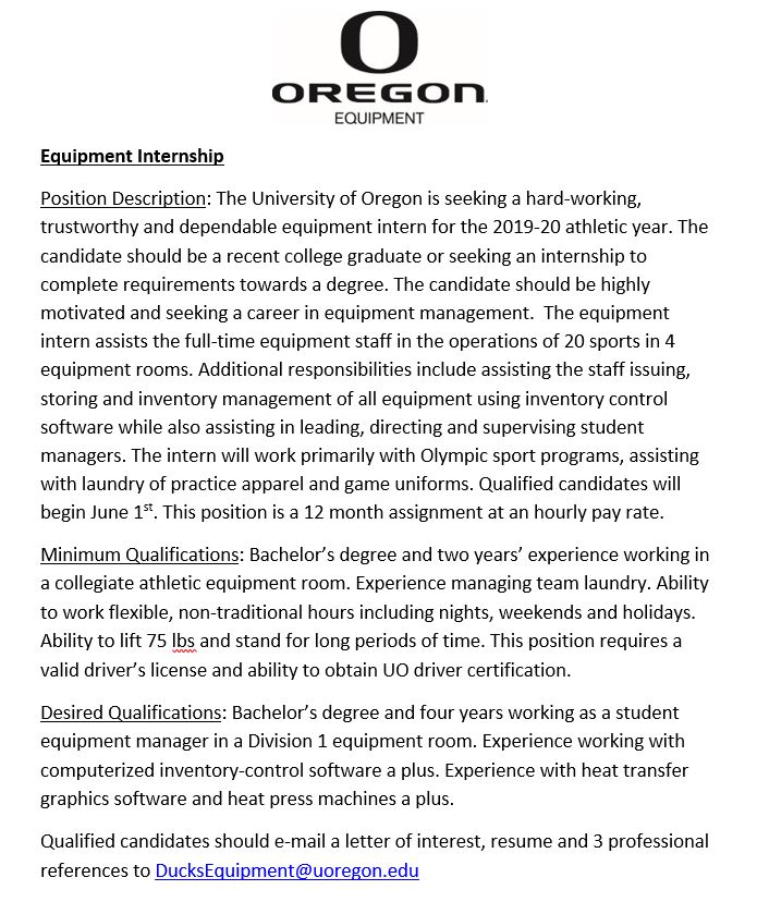 We are currently searching for an intern to join our staff for the 2019-2020 athletic season! See below posting for more info