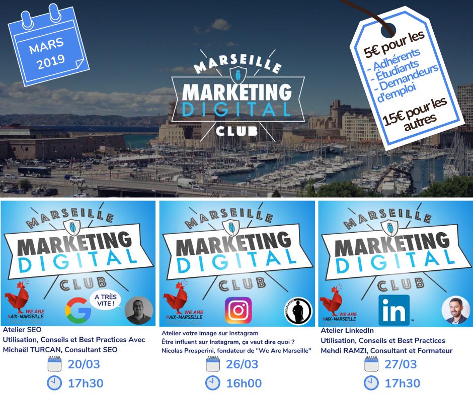 MarseilleMDC's tweet photo. 📢 En mars, nous animerons 3⃣ ateliers :

1⃣▶️SEO avec @TurcanMichael 
2⃣▶️Instagram avec @PROSPeRFUN 
3⃣▶️LinkedIn avec @enanglais 

🎙️ Vous êtes étudiant ou demandeur d'emploi, l'adhésion est GRATUITE !!!

#AMFT #Marseille

RDV sur https://t.co/UoR0RIxr96 pour la billetterie. https://t.co/358xGnrlLD