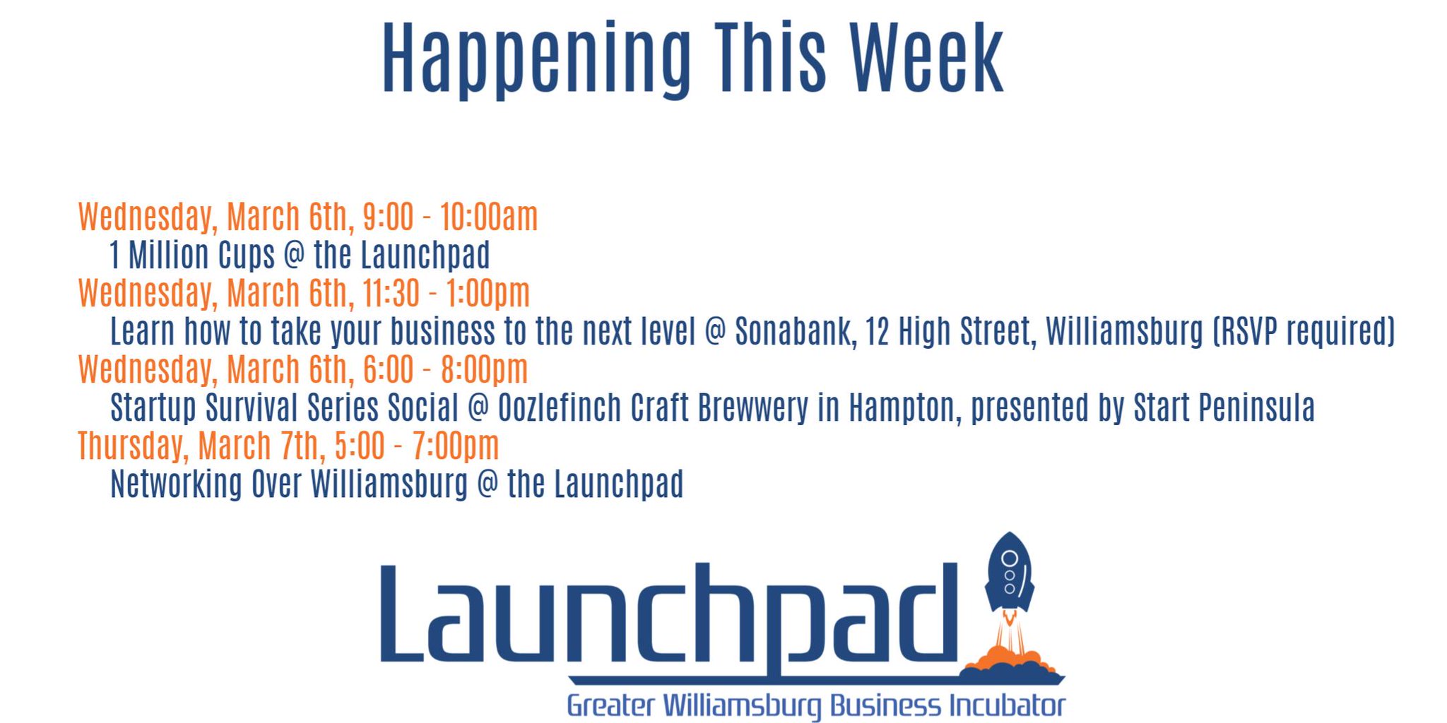 Launchpad on Twitter "Don't miss these activities this week! HRVA (00)