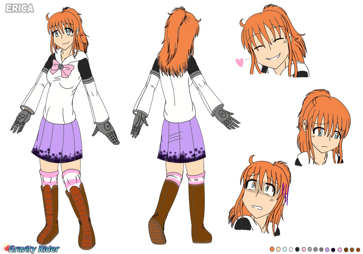 ArtbyCarlyH's tweet photo. Took some time to put together reference sheets for the 4 main girls of Gravity Rider. Now I won't always have to always rely on my avatar for when I ask people to make request art for me. #Reference #oc #ArtistOnTwitter #artistsontwitter #gravityrider https://t.co/fSQj7U04j2
