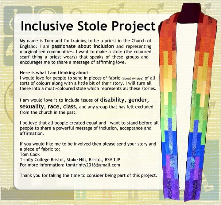 MyChristianBrai's tweet photo. Please think about contributing by March 24th. #ChurchOfEngland #ChurchillShow #inclusion #LGBT #race #bame #disability #mentalhealth #class #gayUK #gender #hopeforthefuture #inclusivestoleproject #Listen #MondayMotivation #lovewins https://t.co/ypLLPWCBvT