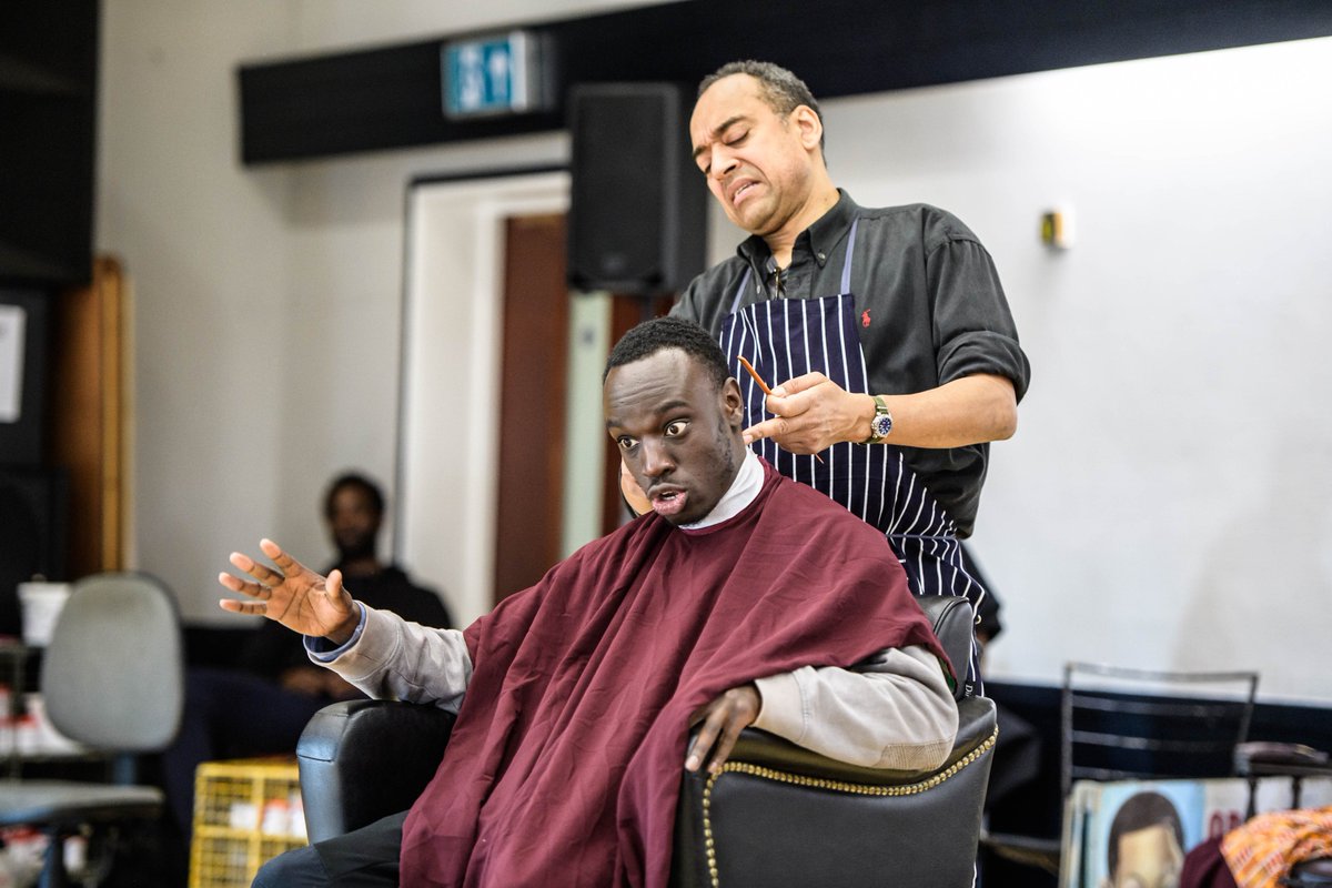 ContactMcr's tweet photo. #BarberShopChronicles begins this week! 
Looks like the cast are having a great time in rehearsals - check out these behind the scenes shots... We can't wait to welcome them to @rxtheatre this Thursday!  
Make sure you've got your ticket: https://t.co/qViihMluti https://t.co/u8GwtjeigE