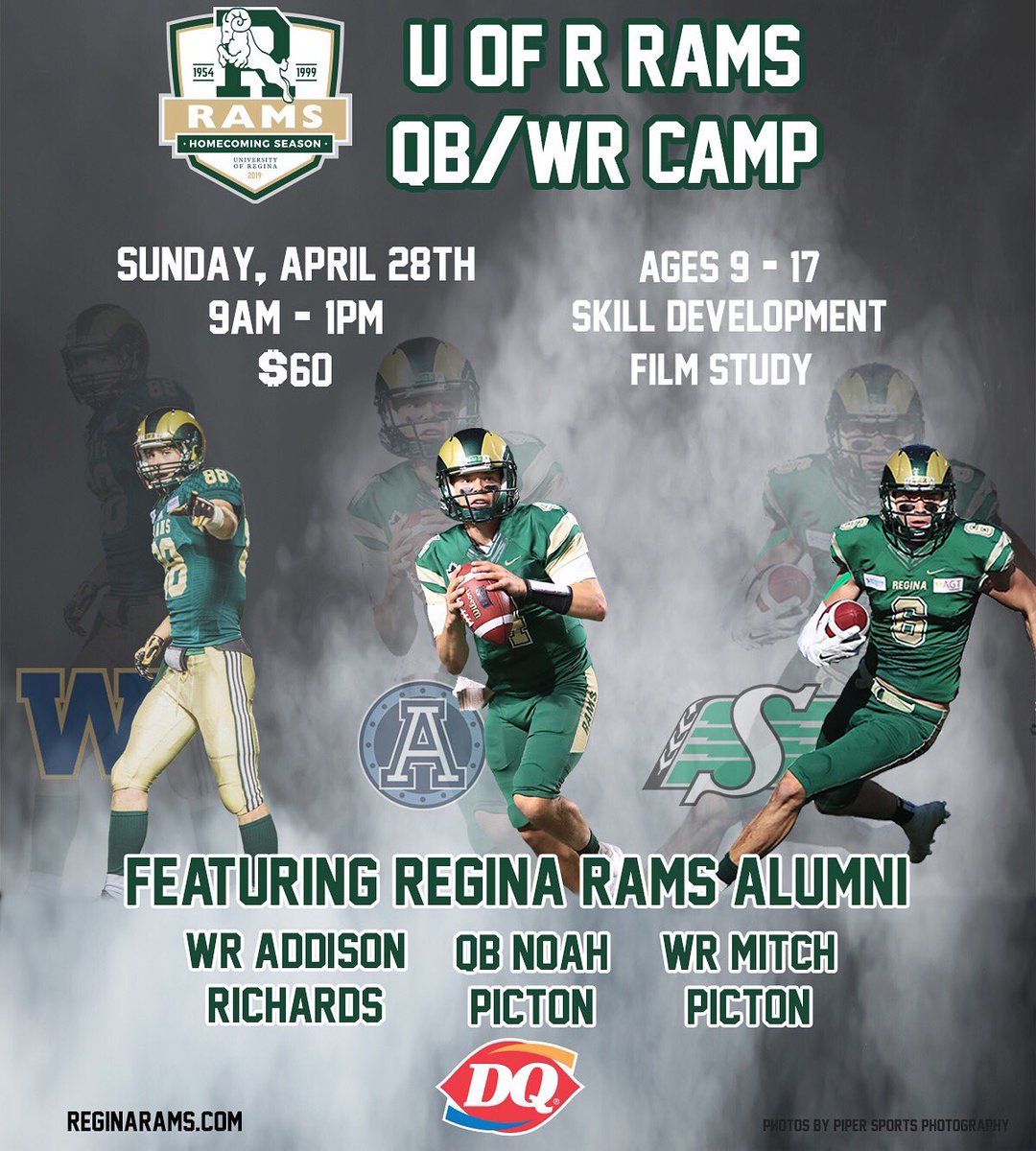 1 day QB/WR Camp. For more information visit reginarams.com #WeAreUofR