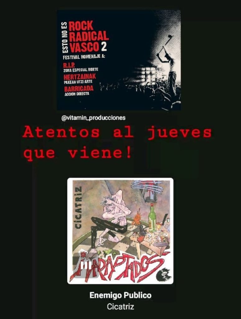 AmplificaRadio's tweet photo. Este jueves nuevo programa de @AmplificaRadio. Esta semana hablaremos del rock radical vasco!!!Grupos como Cicatriz, Kortatu y espectáculos como @estonoesRRV... https://t.co/7VHF61MPGn