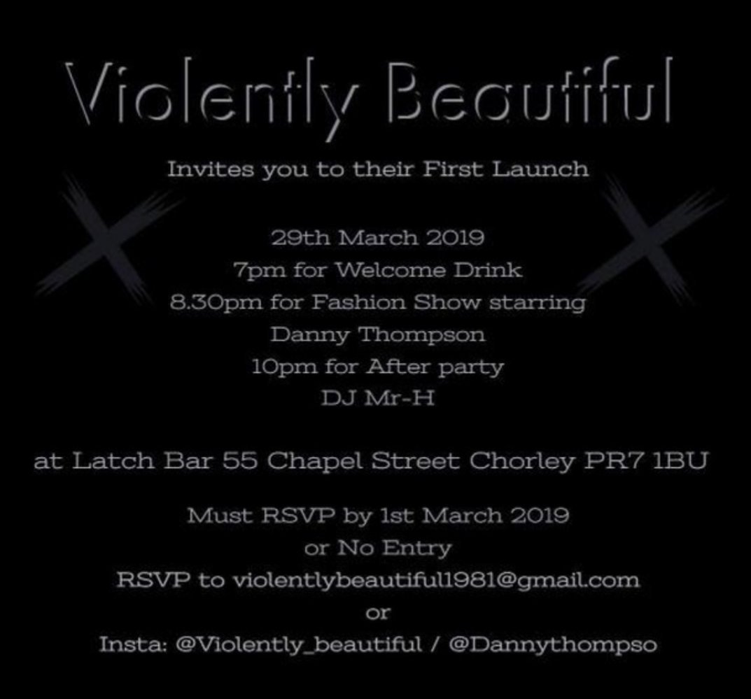 ViolentlyB's tweet photo. Please feel free to contact for a tickets for our launch event #launchparty #fashion #clothing #bbloggers #slogan #tees #tshirts #tickets #chorley https://t.co/QdNZixIF5d