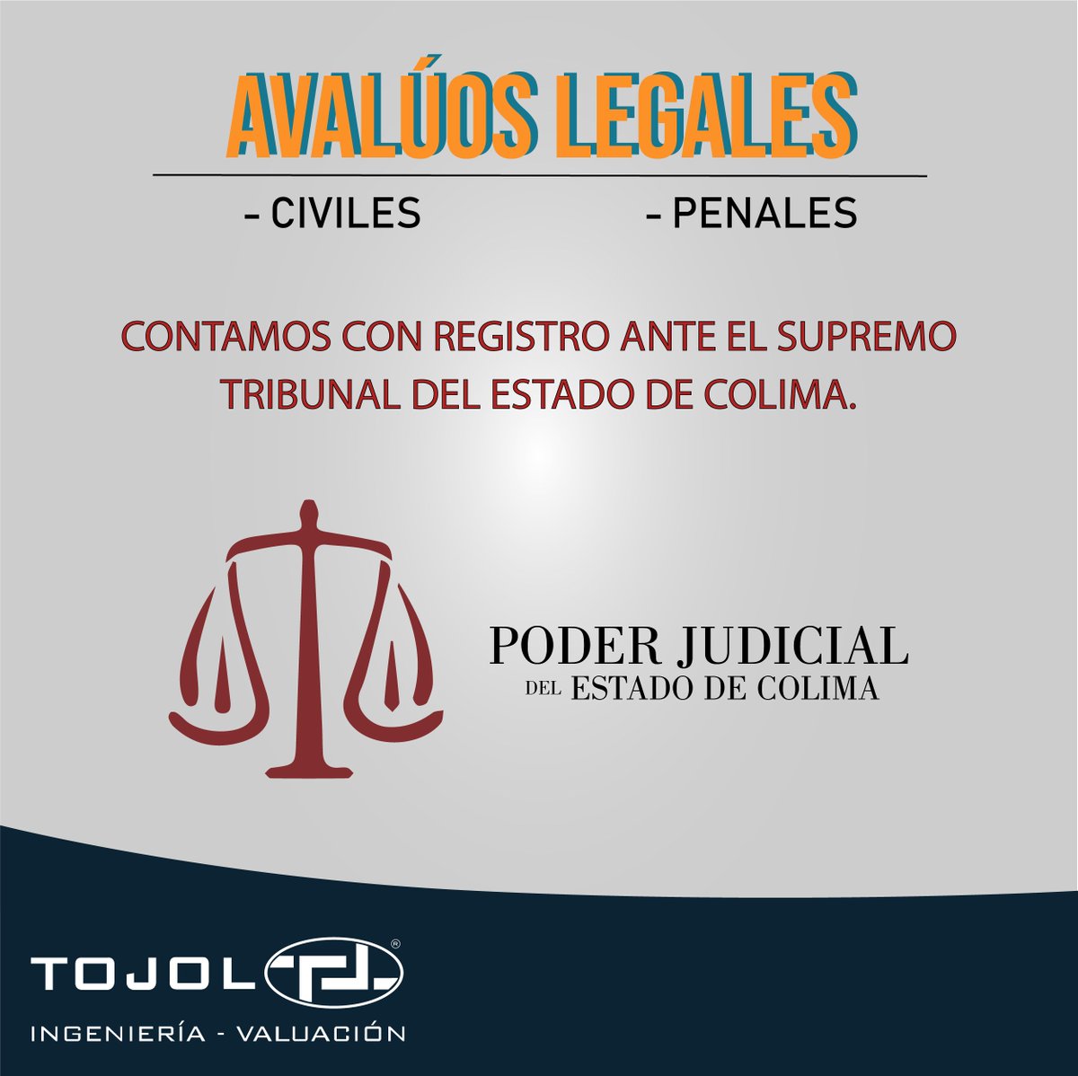 TOJOL_I_V's tweet photo. Sabemos que algunas situaciones ante el Supremo Tribunal se requieren de avalúos por esto en @Tojol nos encontramos capacitados y sobre todo registrados ante esta institución. #Tojol #AvalúosPenales #AvalúosCiviles #EstamosCercaDeTi https://t.co/CddTRs4K5S