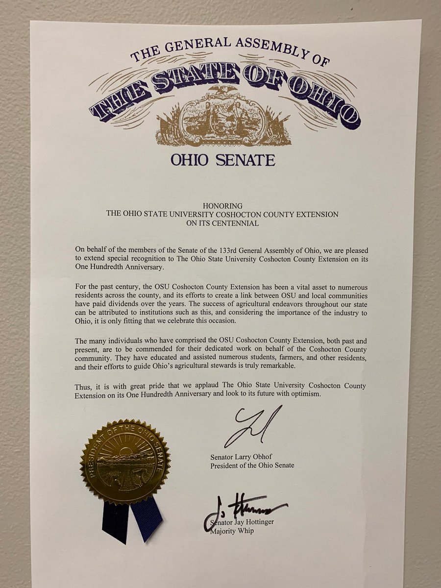 OSUEm's tweet photo. Thank you ⁦@JayHottinger⁩ for this amazing surprise in our mail today! We appreciate all you do for #Coshocton county and for ⁦@CFAES_OSU⁩ @OSUExtension⁩ #OSUExtension #100years https://t.co/cMCCjcoMgx