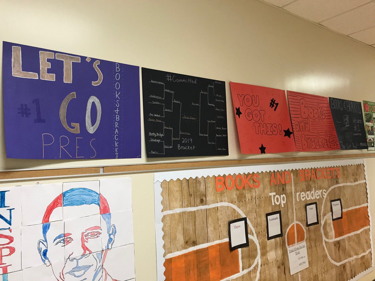 nstraywick's tweet photo. Feeling the love today as @MrBeardEnglish brought over posters from @PorterRidgeHSNC students to show their support for books and brackets. YOU GUYS ARE THE BEST!! @PorterRidgeESNC https://t.co/LjwE31xaf1