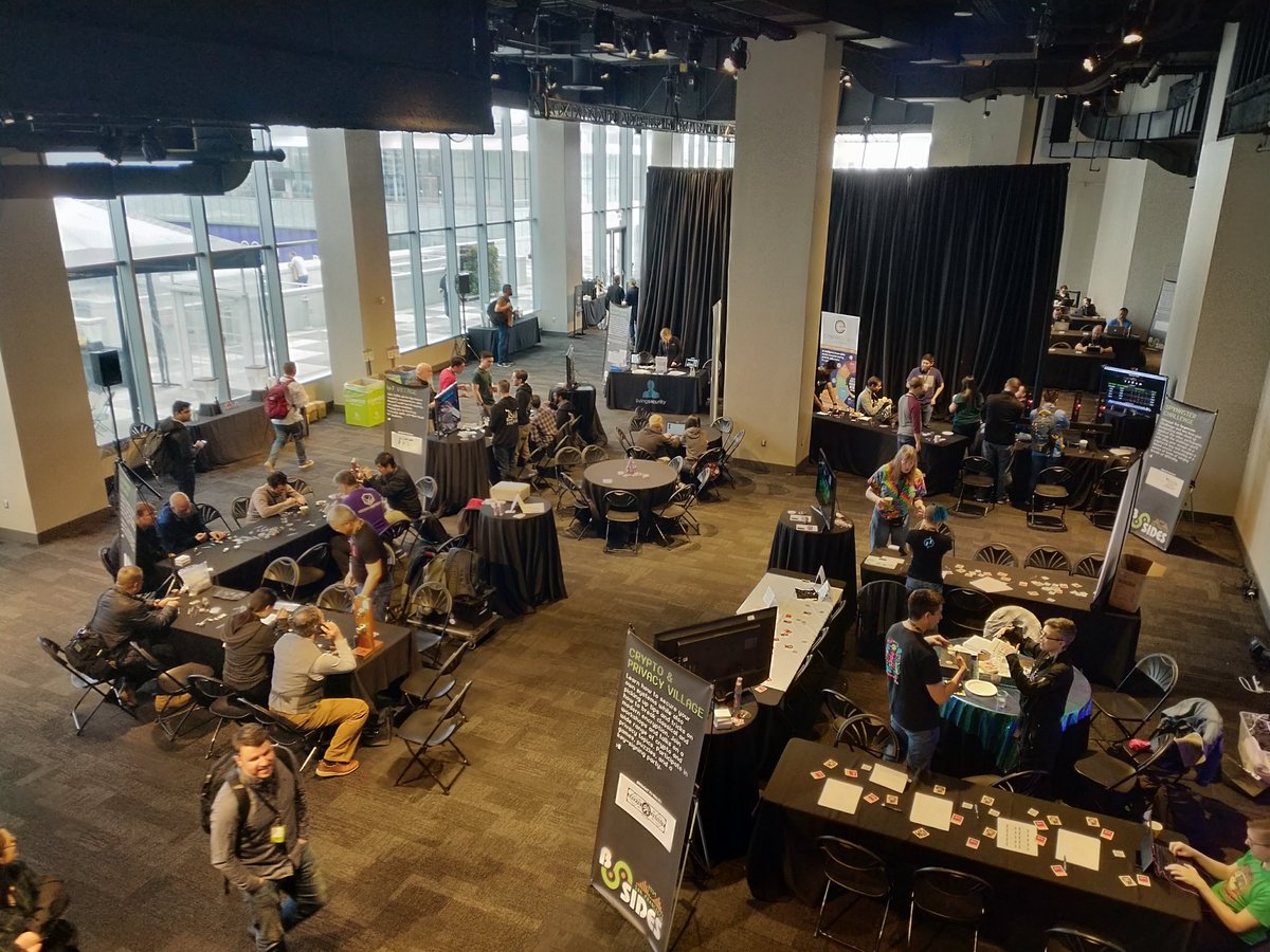 chardknight's tweet photo. #BSidesSF Villages getting started this morning! https://t.co/T8BZzBvb5u