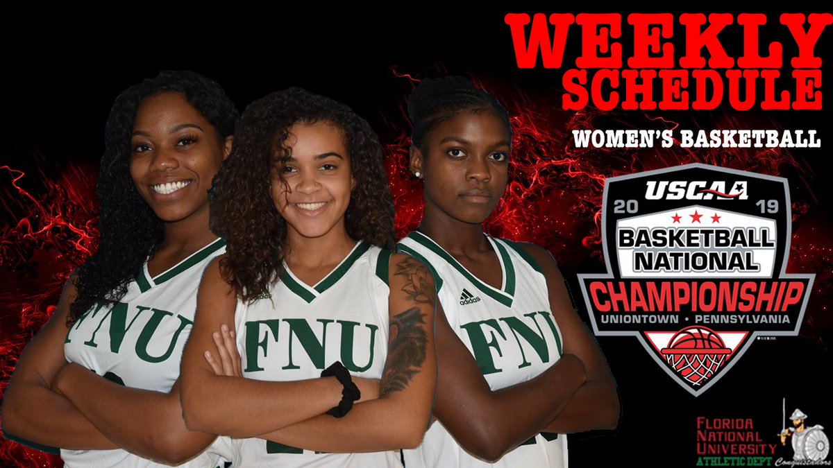 FNU Athletics (@fnuathletics) on Twitter photo IT’S NATIONAL CHAMPIONSHIP TIME! 🏀🔥
Florida National University women’s basketball team is heading to Pennsylvania tomorrow to play in the 2019 USCAA National Tournament.
The first game will be on Thursday at 2:00 p.m. against Bluefield State College. <a href="/USCAA/">USCAA</a> <a href="/fnuwbb/">Florida National University WBB</a> IT’S NATIONAL CHAMPIONSHIP TIME! 🏀🔥
Florida National University women’s basketball team is heading to Pennsylvania tomorrow to play in the 2019 USCAA National Tournament.
The first game will be on Thursday at 2:00 p.m. against Bluefield State College. <a href="/USCAA/">USCAA</a> <a href="/fnuwbb/">Florida National University WBB</a>