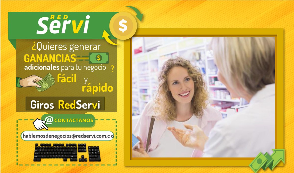 REDSERVIsocial's tweet photo. Quieres obtener ganancias para tu negocio de manera fácil y rápido. 
#RedServi es la solución, envíanos un mensaje a nuestro correo electrónico ( hablemosdenegocios@redservi.com.co ) y cuéntanos como podemos formar parte de tu negocio. https://t.co/uDEtlZEmy5