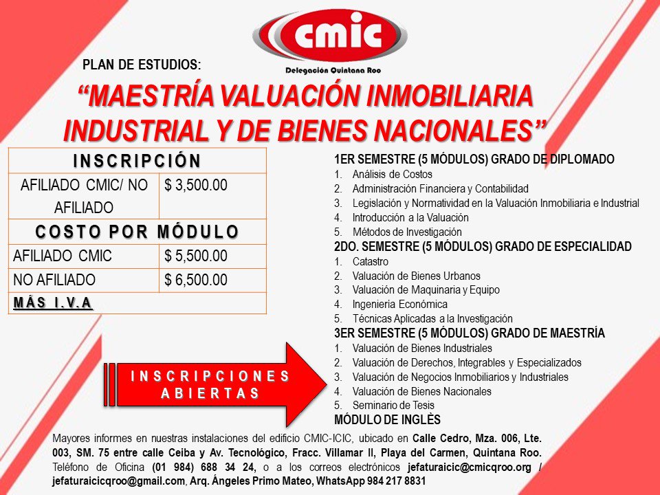 asdrubalSierraM's tweet photo. #SerConstructor Inscríbete, seamos más competitivos @CMICqroo @mmoguelm @MiguelCMICqroo @FersaArq https://t.co/EqVdy5RhnD