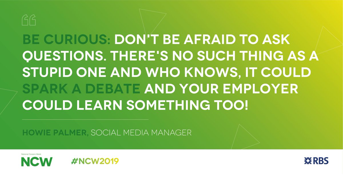 Great advice for when you're just starting out on your journey towards your first career. Everyone has to start somewhere. And employers and colleagues REALLY don't mind you asking questions - it shows you're interested! #NCW2019 <a href="/TuptonCareers/">Tupton Careers Info</a>