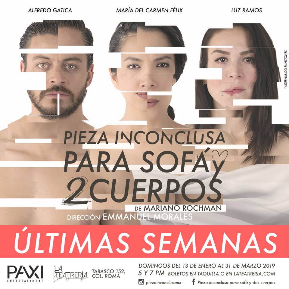 Todos tenemos piezas terminando de encajar...
 ¡ÚLTIMAS FUNCIONES!
Boletos en taquilla o en: bit.ly/2SHvIlE 

SÓLO DIFUSIÓN.
