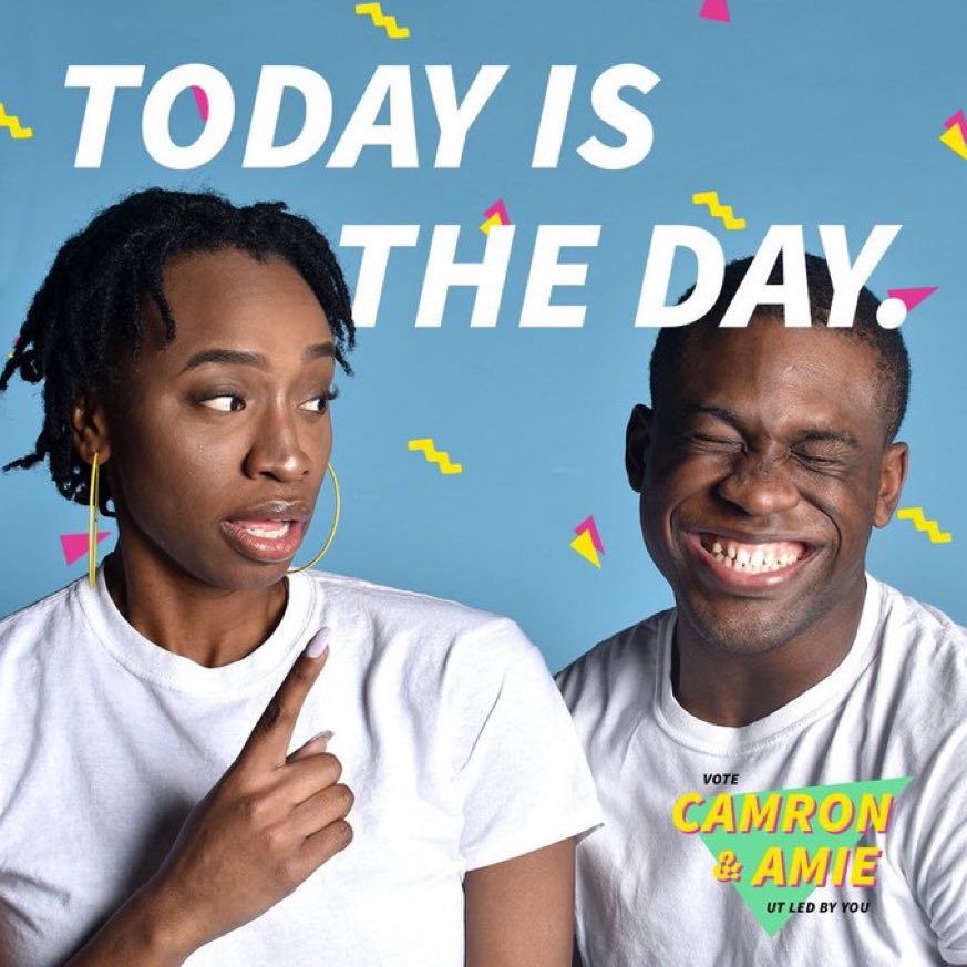 The time to vote is here!!! Big congratulations to our fellow SAAB Brother for running for SGA office. Make sure to support <a href="/camronamie2019/">Camron & Amie 2019</a> 

bit.ly/UTxYOU