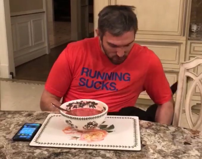 Alex Ovechkin's 'Running Sucks' t-shirt is extremely relatable