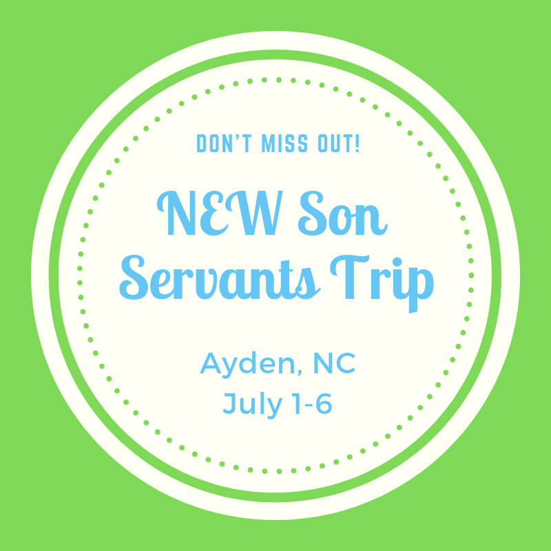 SonServants's tweet photo. still haven't signed up for a summer missions trip? check out this brand new one from Son Servants to Ayden, NC! Find out more here- https://t.co/T17YwBL1qN https://t.co/mKJH5Ecb9k